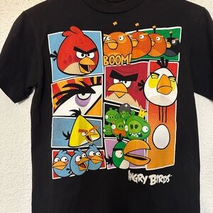 Black Graphic Tee - Multicolor Character Print